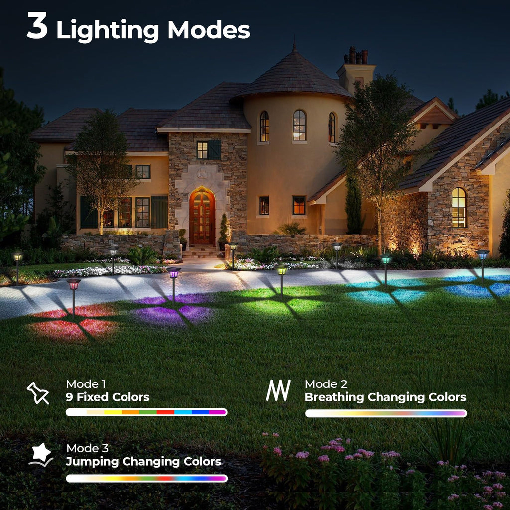 Solar Pathway Lights Outdoor, 3 Lighting Modes, 18 Pack