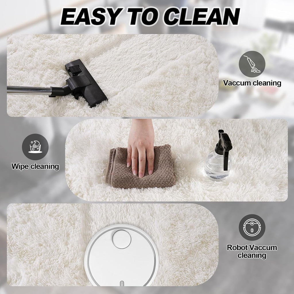 Cream White Plush Rug
