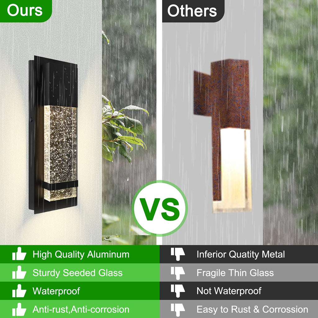 Modern Wall Sconce, LED Wall Light with Crystal Bubble Glass Modern Porch Light Outdoor Indoor Wall Fixture 12W Lumen