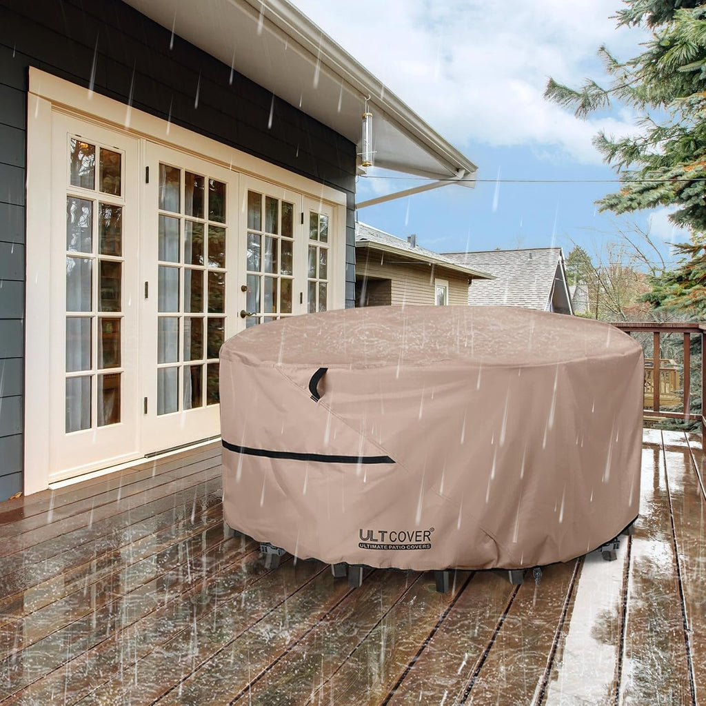 Round Patio Table and Chair Set Cover - Outdoor Heavy Duty 600D Waterproof Furniture Cover 60 inch