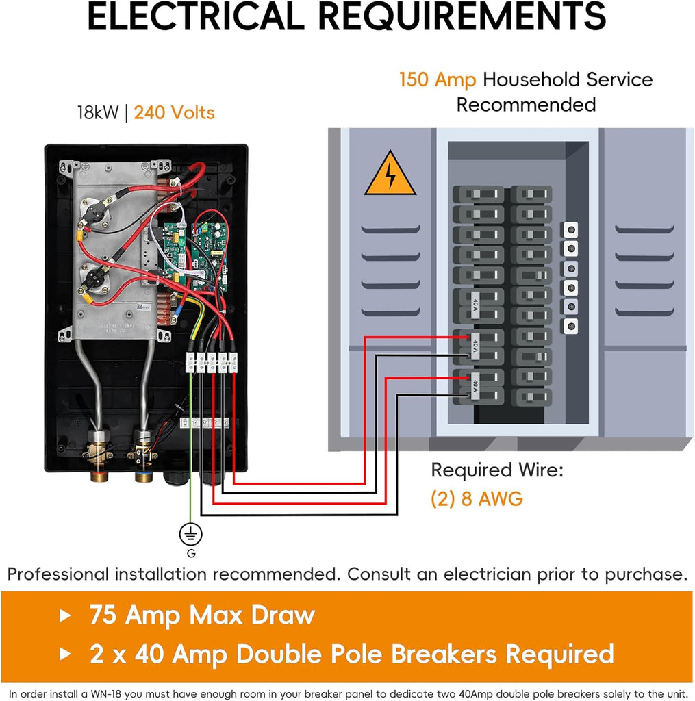 18kW Tankless Water Heater Electric 240V WINTEMP, On Demand Instant Hot Water Heater, Up to 4.3 GPM