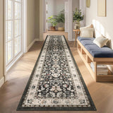 Washable Runner Rug, 2x10 Non-Slip Vintage Farmhouse Hallway Runner Rug with Rubber Backing, Boho So