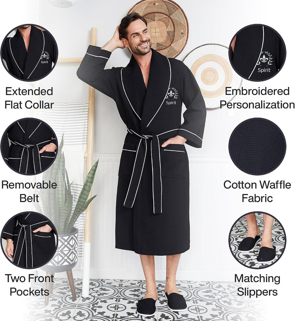 Custom Monogram Robes for Men - Personalized Embroidered Bathrobe with Custom Names