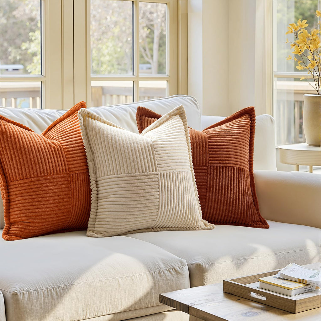 Fall Rust Decorative Throw Pillow Covers for Couch 20x20 Inch