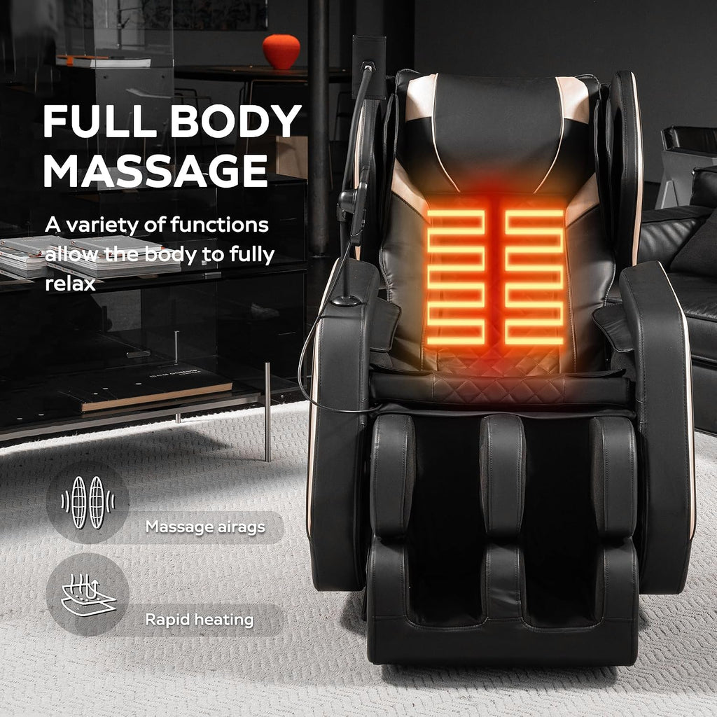 Massage Chair Recliner with Zero Gravity, Full Body Air Pressure, Foot and Calf Compression, Heated Waist and Legs
