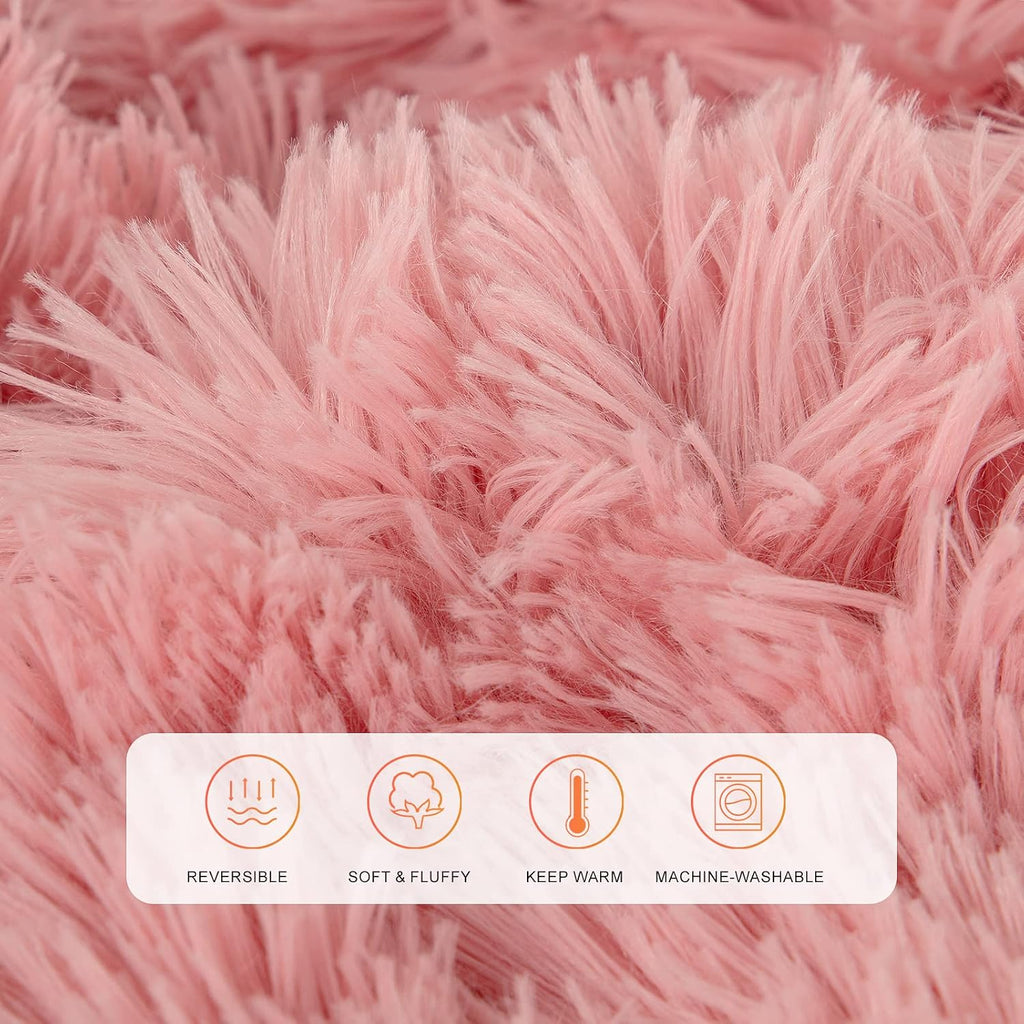 Faux Fur Throw Blanket,Super Soft Fuzzy Blanket,Fluffy Blankets and Throws for Women,50x60 Inches,Pink