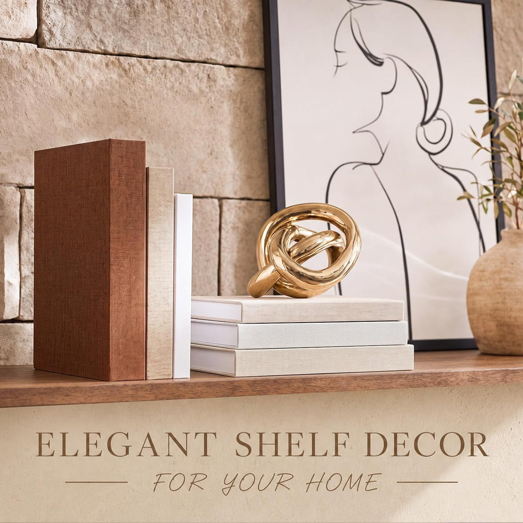 Set of 6 Decorative Books Decor, Aesthetic Linen Faux Books with Storage Box Stackable Fake Book for Coffee Table