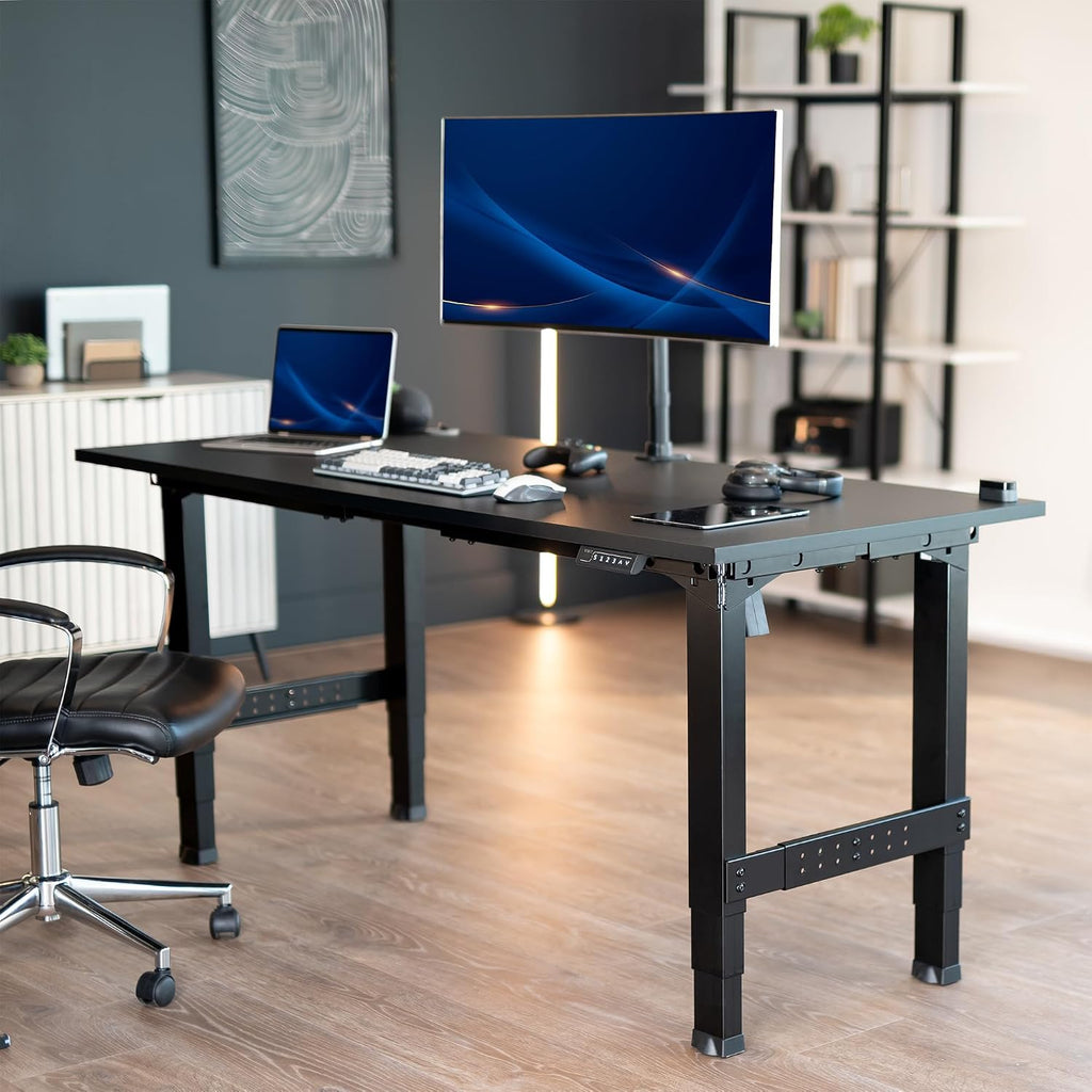 Premium Electric 4-Leg Dual Motor Standing Desk Frame for Table Tops up to 107 x 53 inches and 330 lbs, Memory