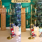 42.7 Inch Floor Candelabra Candle Holder Set of 2, 5 Arms Gold Candlestick Holders, Tall Candelabras Centerpiece for