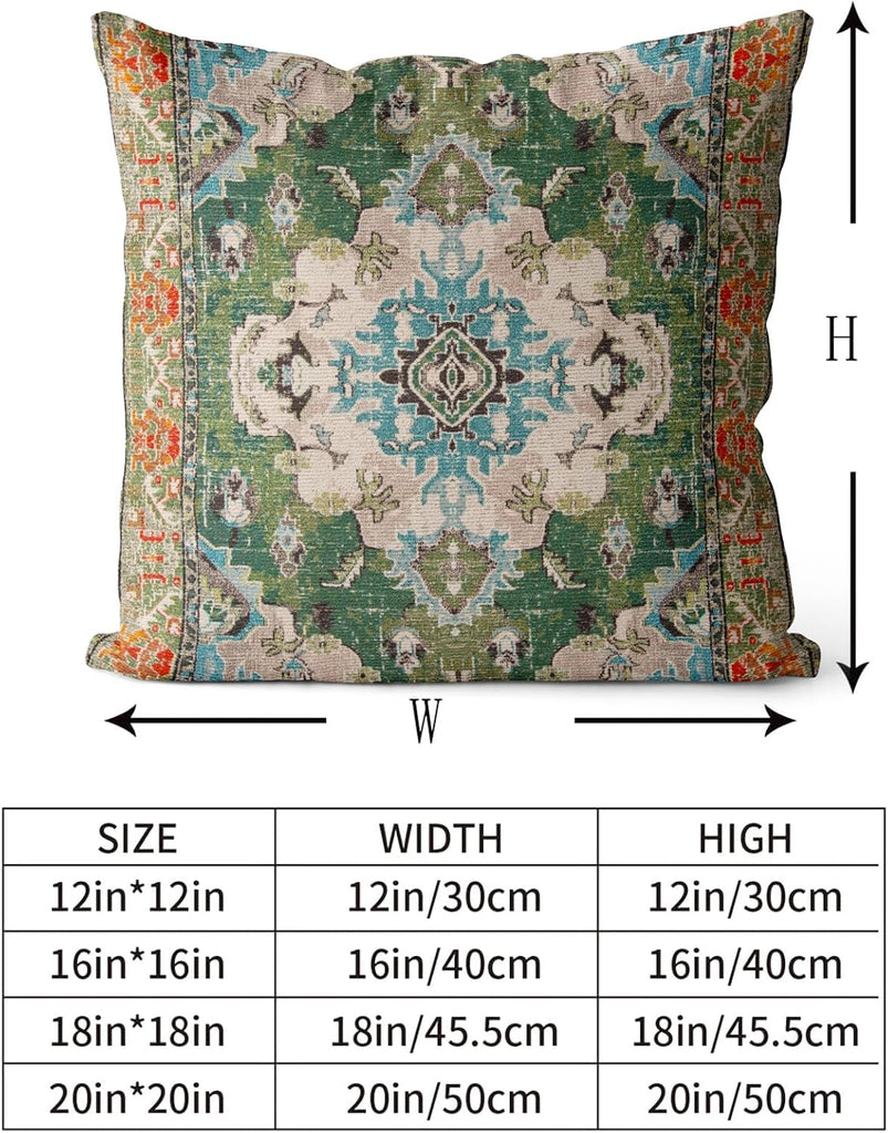 Boho Throw Pillow Covers 18x18 inch Set of 2 Boho Rug Carpet Double Sided Pattern Cotton Soft Pillow Case Cushion