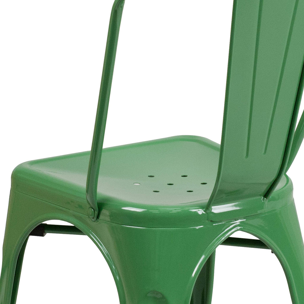 Green Metal Indoor/Outdoor Stackable Chair, 4-Pack