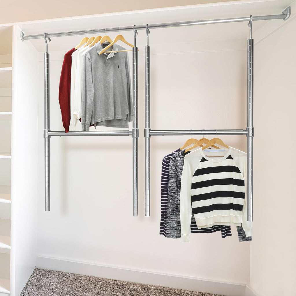 Adjustable Closet Hanging Rod, Chrome - 2 Pack