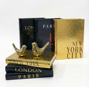 Decorative Books Decor & Coffee Table Book Decor - Set of 3 Real Hardcover Decorative Books (Paris, London, New York)