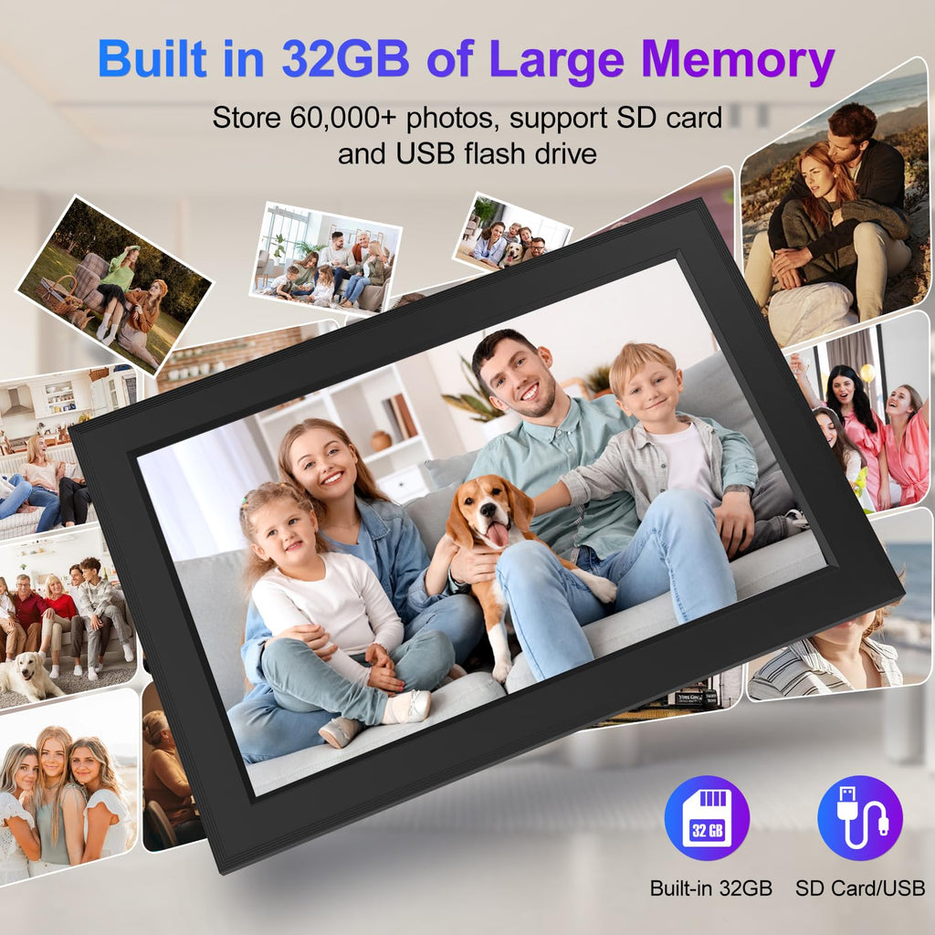 Frameo 10.1 Inch Digital Picture Frames Smart WiFi Digital Photo Frame with 1280x800 IPS Touch Screen HD, 32GB