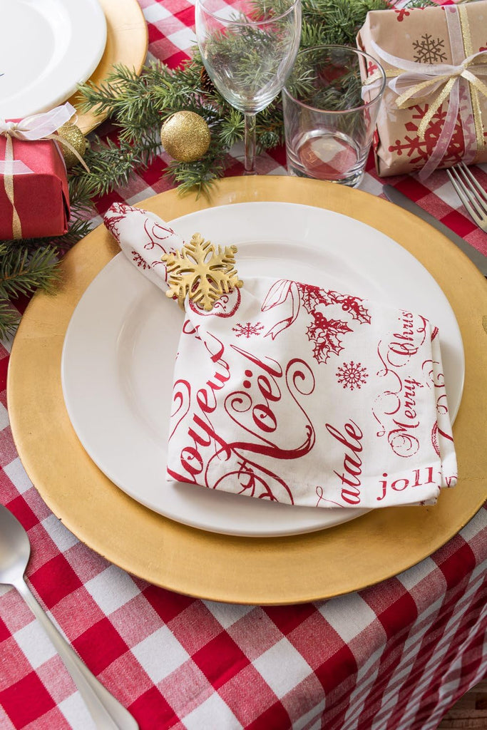 Checkered Tabletop Collection 100% Cotton, Machine Washable, Tablecloth, 60x84, Red