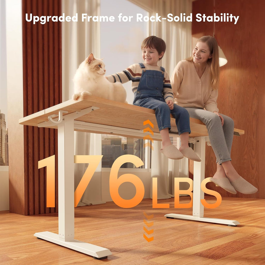 Standing Desk, 48 × 24 Inches Electric Height Adjustable, Sit and Stand Up, Computer Office Desk with Splice Board