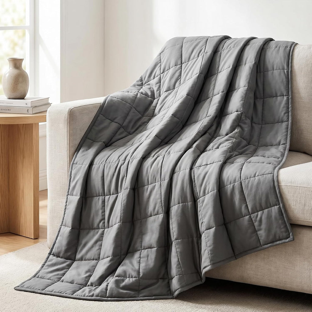 Weighted Blanket for Adults(41"x60",5lbs, Grey) Soft Cooling Heavy Blanket for Sleeping, Breathable Blanket with