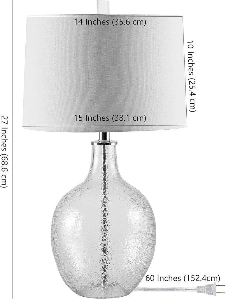 Nadine Clear Glass 26-inch Bedroom Living Room Home Office Desk Nightstand Table Lamp (LED Bulb Included)