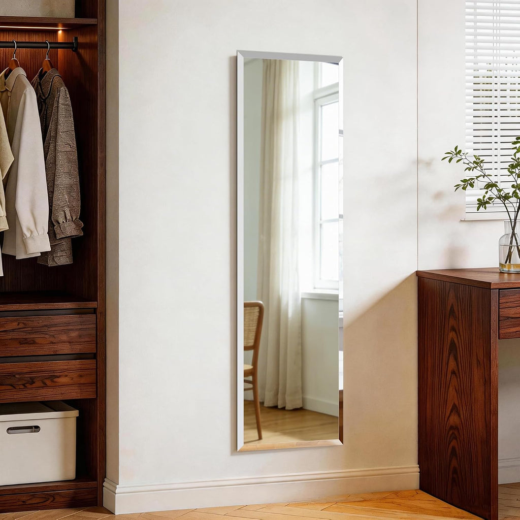 Frameless Mirror Full Length 51"x16", Wall Mount Mirror Full Length Beveled Edge Rectangle Mirrors Large