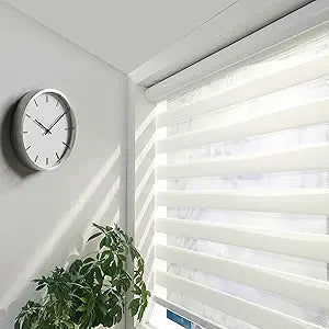 Cordless Zebra Blinds Roller Shades, White, 73" W x 72" H