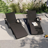 80'' Long Outdoor Wicker Chaise Lounge Chairs Set of 2