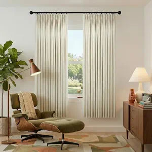 Warm Beige Blackout Thermal Curtains for Summer 72 Inches Long, Farmhouse Country Sun Blocking Linen 100% Black Out