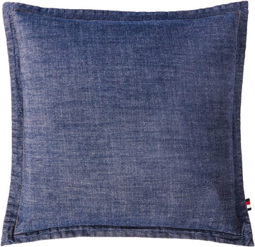 100% Cotton Washed Yarn Dyed Denim Euro Sham Cover 26'' x 26'' Throw Pillow Cover (1 pc, Dark Blue)
