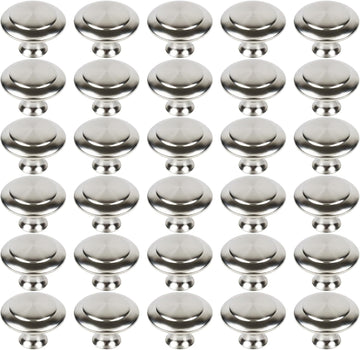 30 Packs Kitchen Cabinet Knobs Brushed Silver-Pull Hardware Handle,Drawer Knobs Door Drawer with Long Short Screws — 30