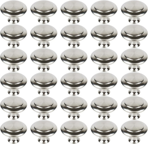 30 Packs Kitchen Cabinet Knobs Brushed Silver-Pull Hardware Handle,Drawer Knobs Door Drawer with Long Short Screws — 30