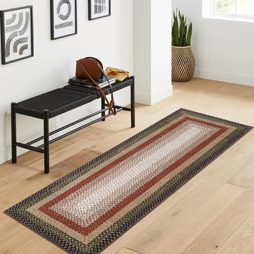Washable Runner Rug Non Slip Braided Hallway Runner Mat