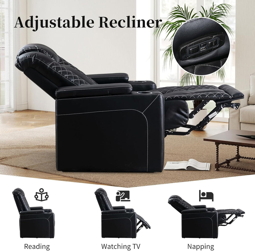 Home Theater Seating with USB Ports and Cup Holders