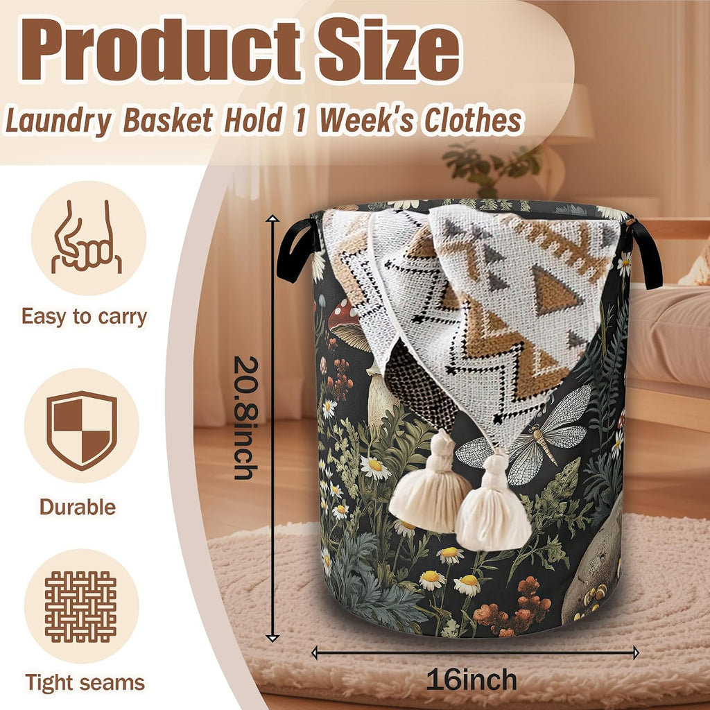 Wild Mushroom Forest Laundry Basket, Laundry Hamper Waterproof Oxford Cloth Tote Collapsible,Clothes Storage Bucket