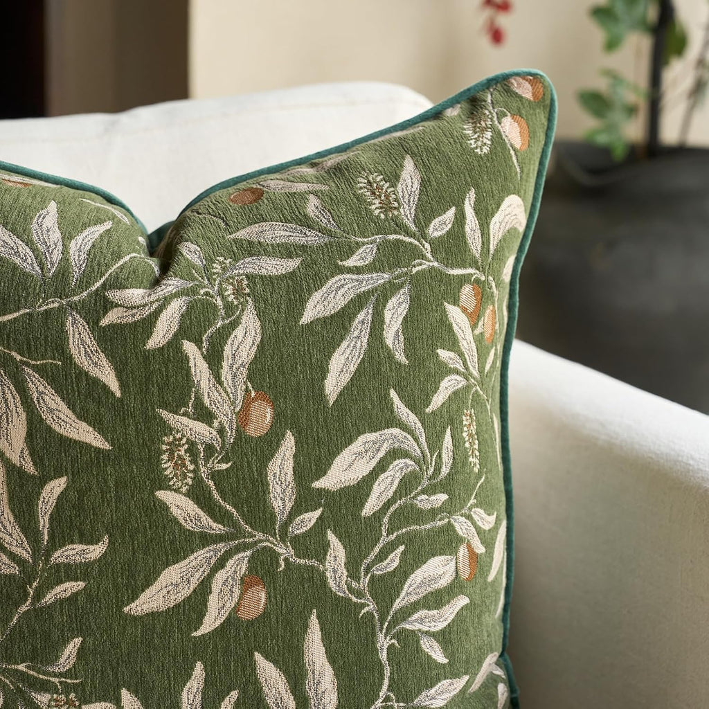 Green Floral Throw Pillow Cover 12 x 20 Inch Rectange Luxury Decorative Lumbar Pillow Cover