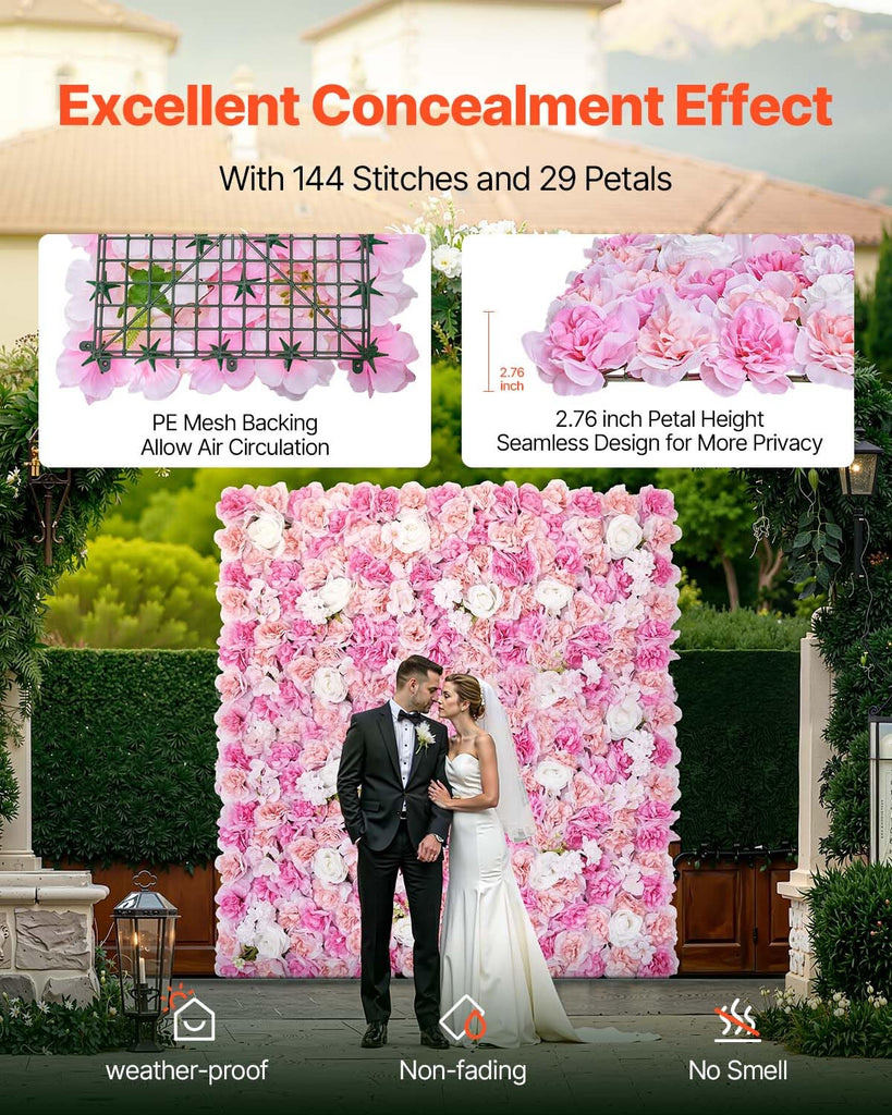 3D Flower Wall Panel, Artificial Floral Wall Background Mesh Backing Mat, Seamless Design&Easy Installation for