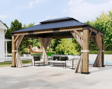 12' x 16' Heavy Duty Hardtop Gazebo with Double Metal Roof