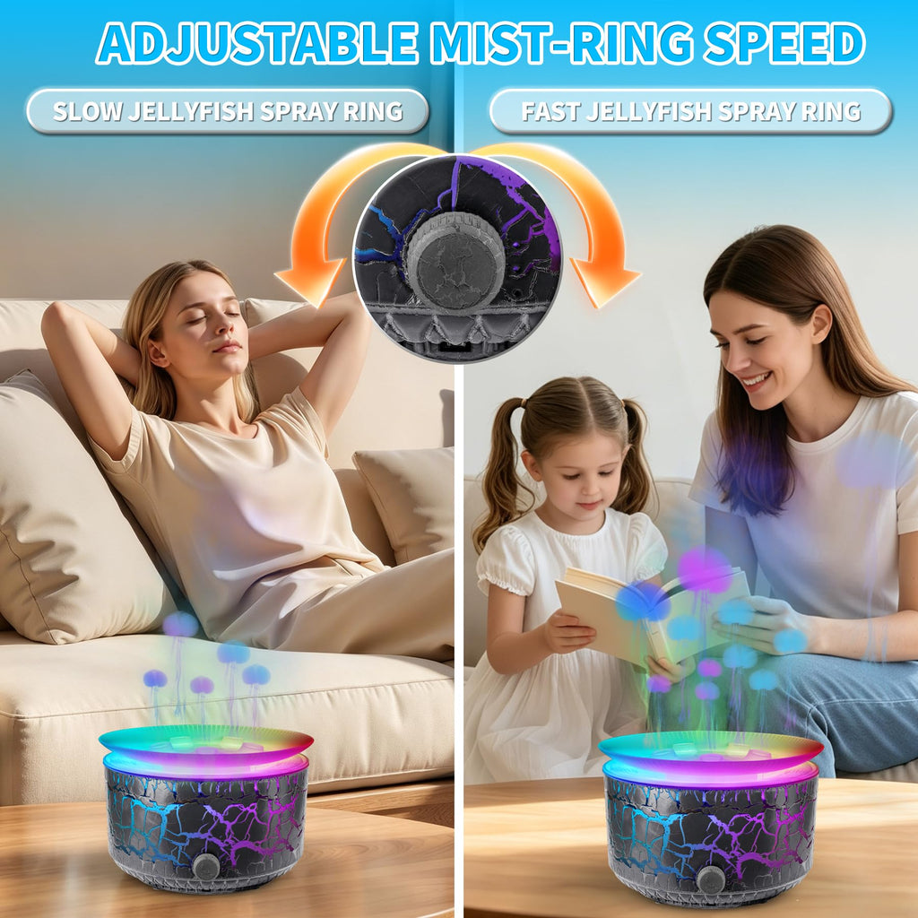 Jellyfish Essential Oil Diffuser, Aroma humidifuer with 5 Mist Ring