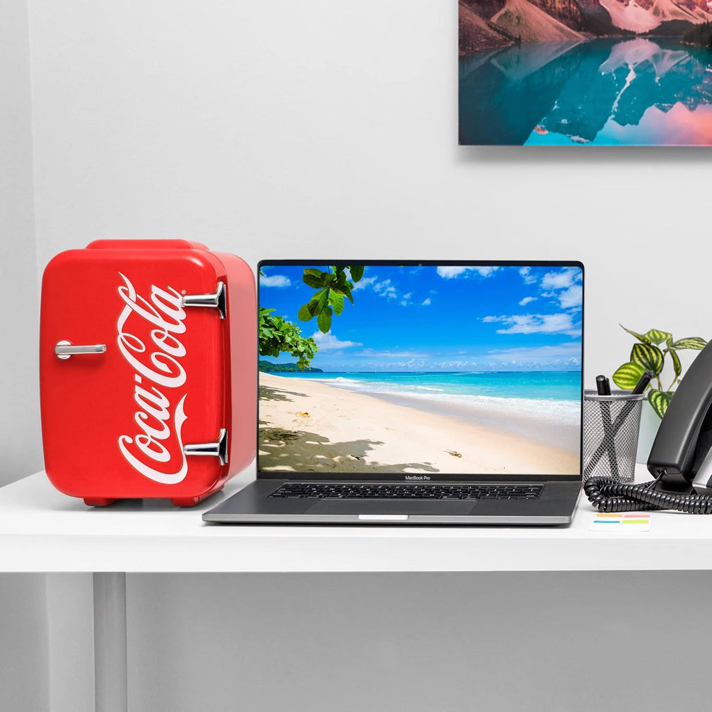 Retro Mini Fridge for Bedroom - Car, Office Desk & College Dorm Room - 4L/6 Can 12V Portable Cooler & Warmer for Food
