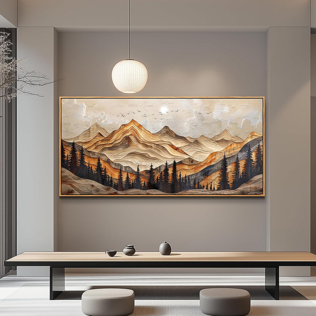 Large Framed Wall Art Decoration Abstract Wall Paintings Mountain Landscape Pictures Nature Forest Office Artwork