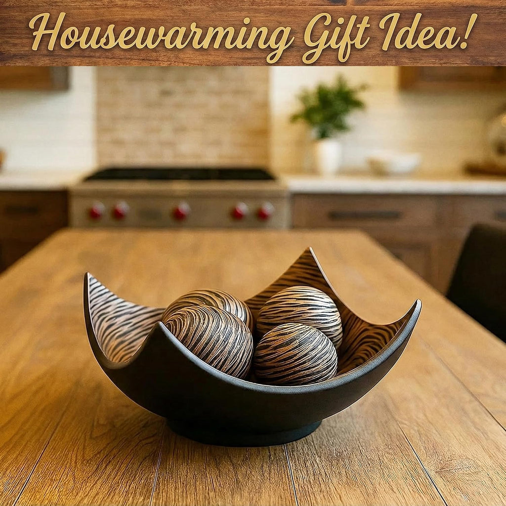Centerpieces for Table Decor, 5pc Decorative Scoop Bowl, Brown | Coffee, Dining & Kitchen Table Centerpiece, 4