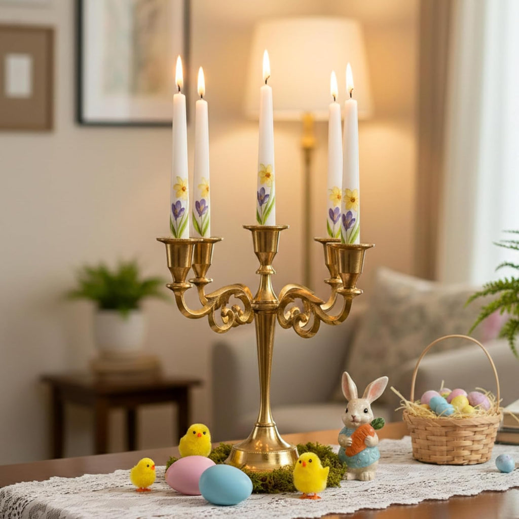 5 Arm Candelabra Taper Candle Holders Decorations Indoor Kitchen Décor Table Candles Candlestick Candelabra