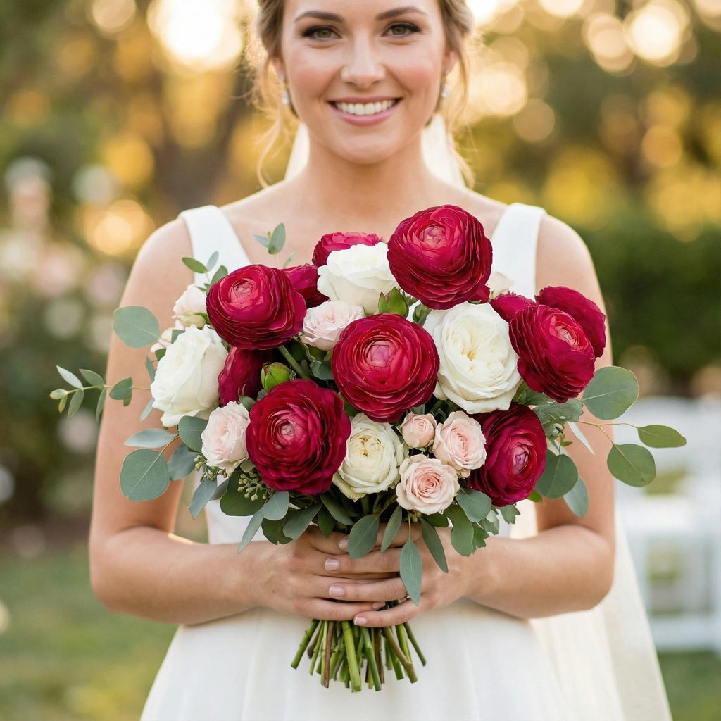 Ranunculus Flowers, Red, 6pcs