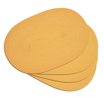 Placemats Set of 4, Woven Oval Braided Dining Table Mats(Mustard Yellow)