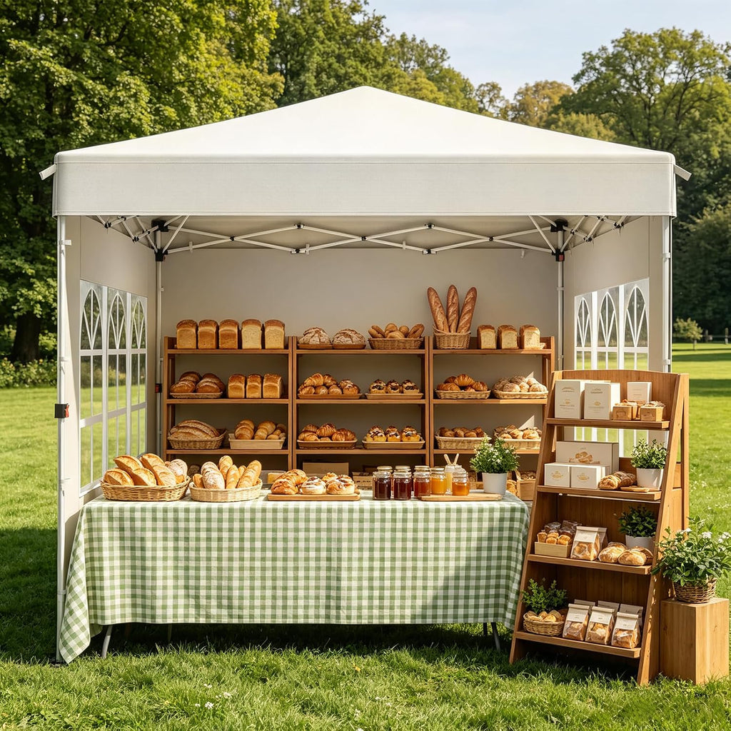10x10 Pop Up Canopy Tent,Outdoor Canopy with One Push Setup,Easy Up Canopy with 3 Sidewalls & 4 Sandbags