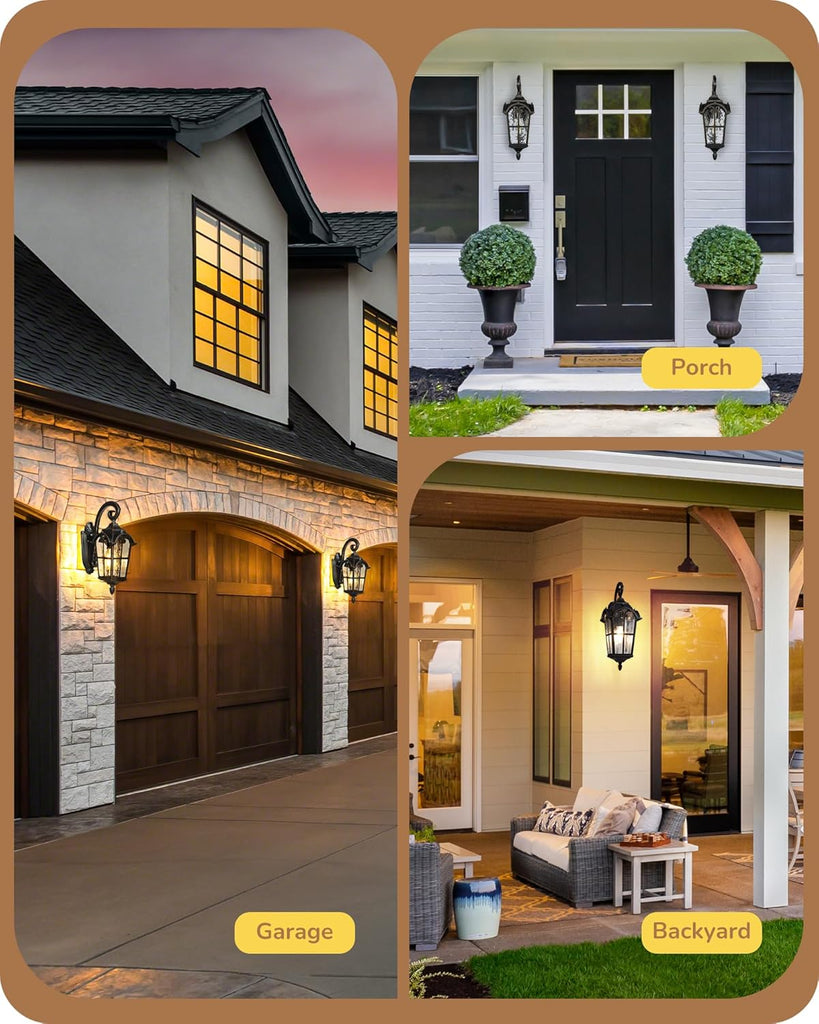 Dusk to Dawn Outdoor Wall Lights, 20.4" Large Size Exterior Lantern Fixture, Porch Lights Wall Mount, Roman Wall Lamp