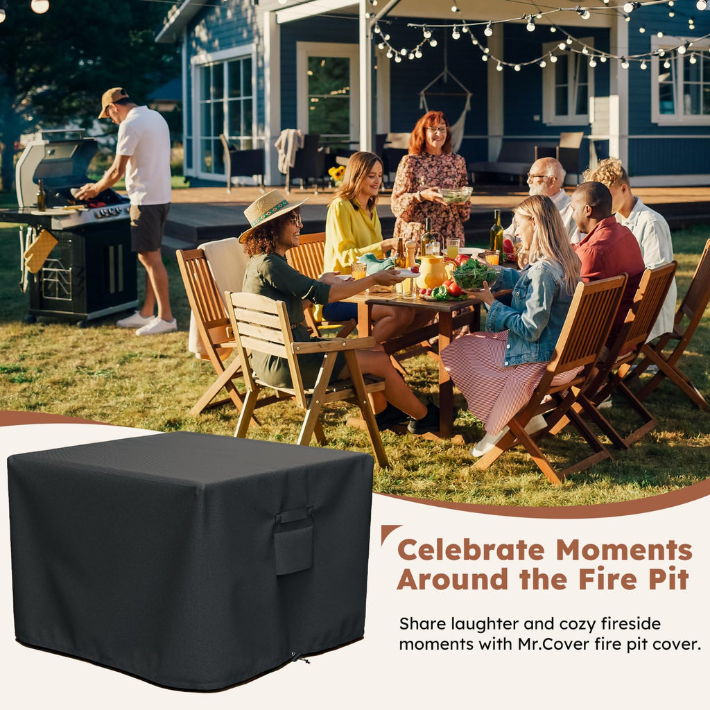 Fire Pit Cover Square 32 x 32 x 24In, Heavy Duty 600D Waterproof