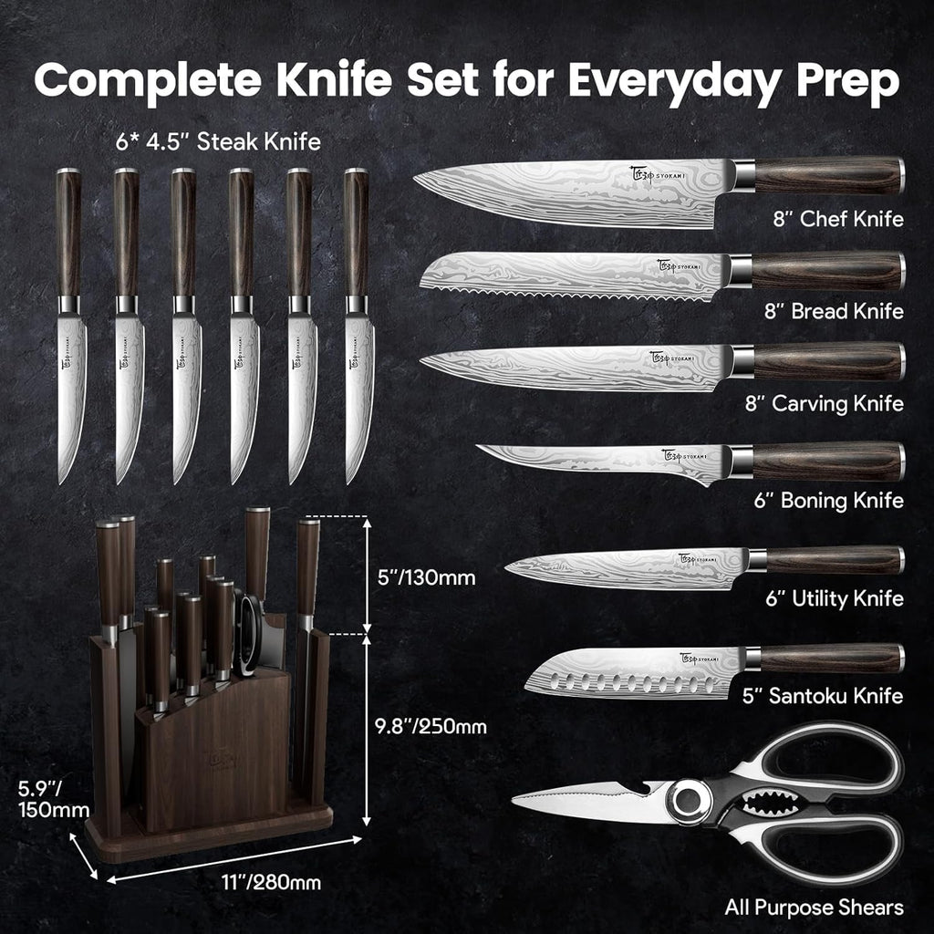 15-Piece Kitchen Knife Set with Magnetic Block, New for 2026 | Detachable Steak Knife Block for Table Service