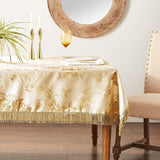 Majestic Damask Design Tablecloth - Beige 60" by 120" Oblong/Rectangle