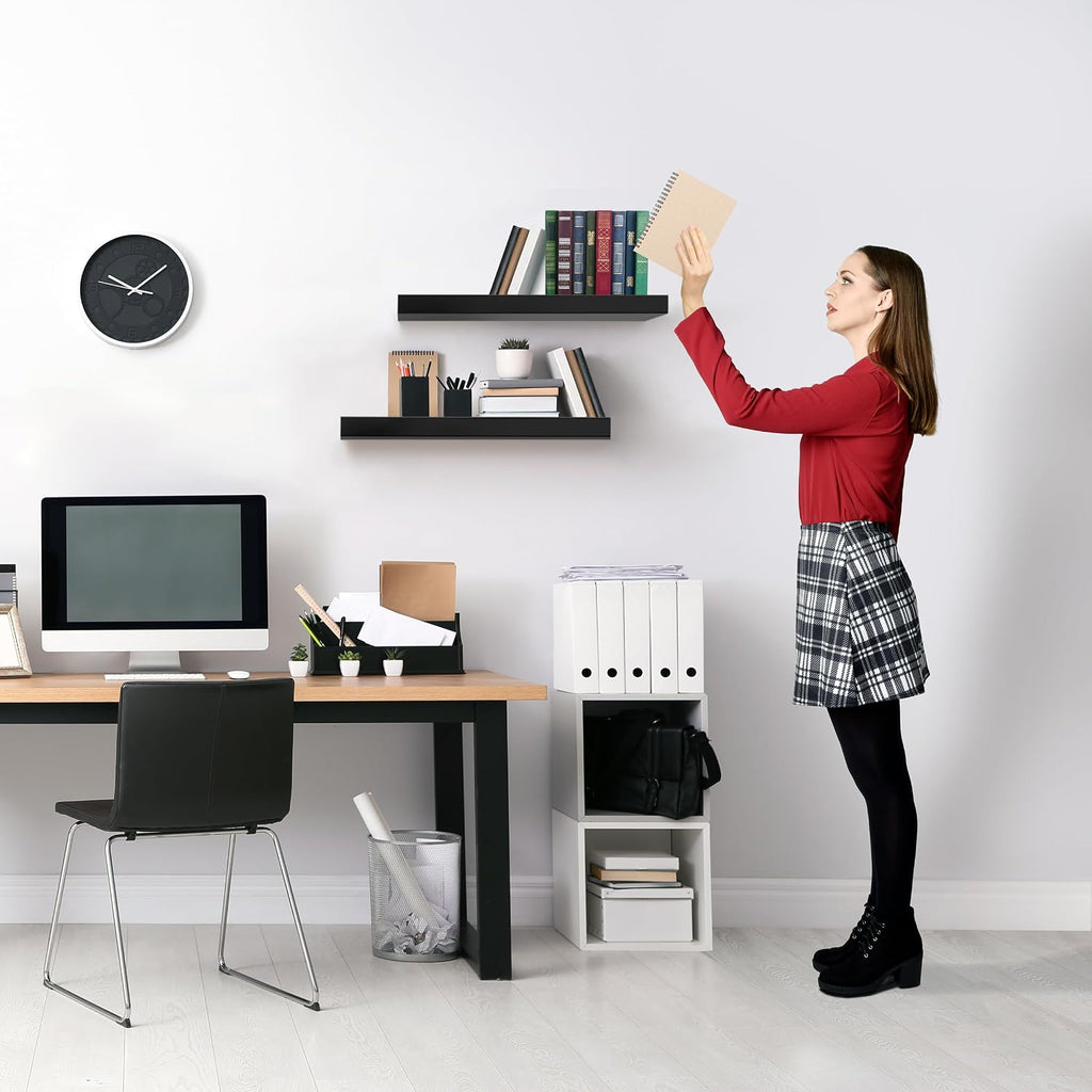Floating Shelves for Wall - 16 Inch Floating Shelf & Wall Decor - Mounted Bathroom Shelves with Invisible Brackets