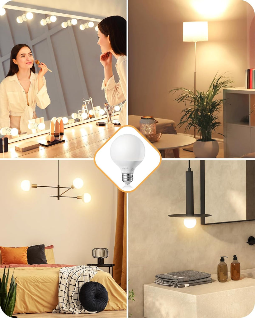 Vanity Light Bulbs, G25 LED Bathroom Light Bulbs, Globe 25 Watt Equivalent Light Bulb, CRI90+ 2700K Warm White 450LM (8 Pack)