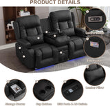 Power Loveseat Recliner Sofa with Massage & Heat Home Theater Seating with Console RV Recliner Loveseat Sofa